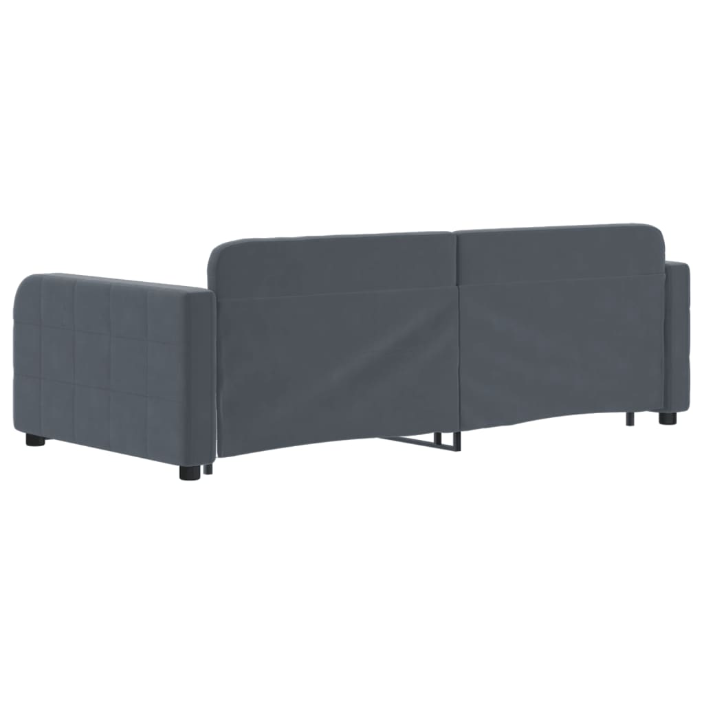 Extendable Daybed with Drawers Dark Grey 90x190 cm Velvet