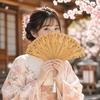 Portable Folding Bamboo Fan Solid Color Elegant Handheld Fans Tassel Folding Fan  Home Decoration