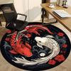 1 Stück Koi-Fisch Yin Yang Büro Runder Teppich, Indoor-Matte Geeignet für Büro, Unter Bürostühlen Schlafzimmer Wohnzimmer Heimdekoration, Raumdeko