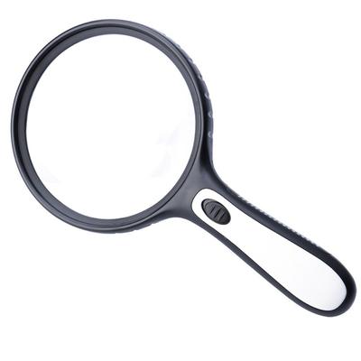Large Lens Handheld Magnifier 5X 15X Magnifying Glass High Brightness Lights 4LED Illumination White Magnifying Elderly