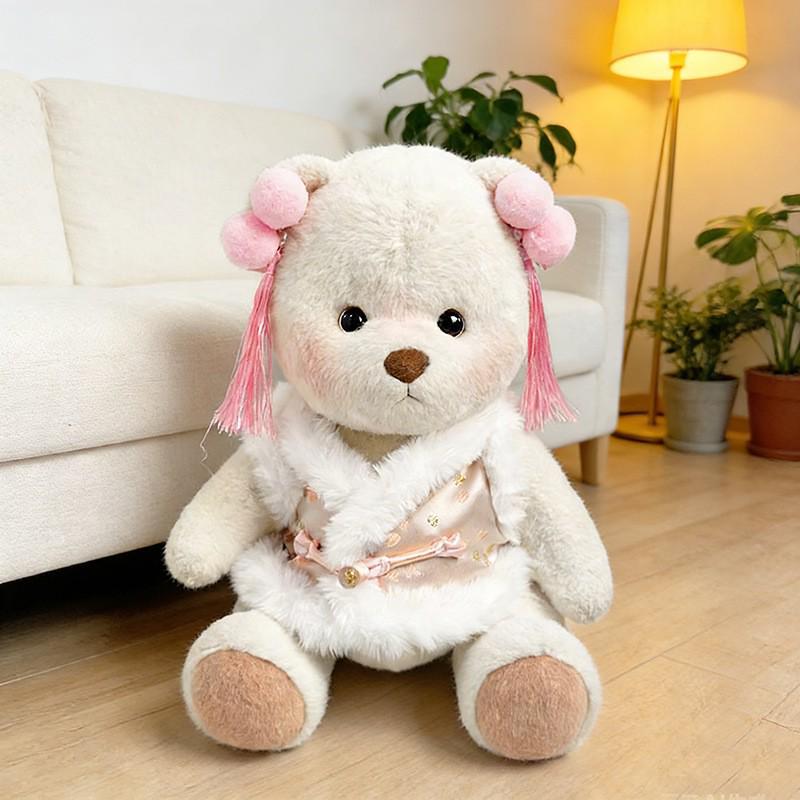 Medium Bear Outfit - Blue Pink Striped Carrot Overalls Set