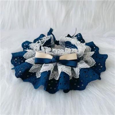 

Bowtie Lace Collar Adjustable Cat Dog Bibs Pet Accessories Puppy Neckerchief Bandanas Necklace Necktie Strap Scarf Pet Suppliers XS15-20cm тёмно-синий