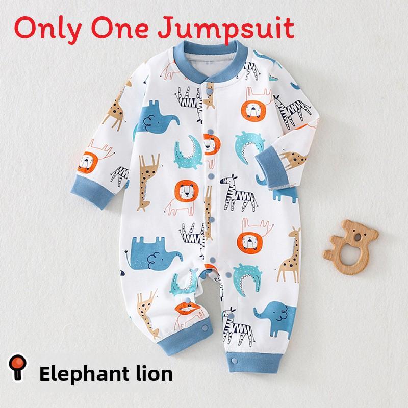 Baby Cotton Long Sleeve Romper With Snap Closure For Newborn Infants