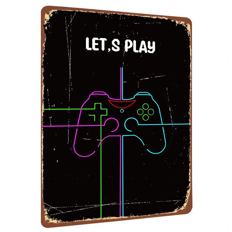 

Neon Game Controller Metal Wall Art Decor Gaming Room Decorative Metal Craft for Home Decoration 20x30cm（7.8x11.8inch）