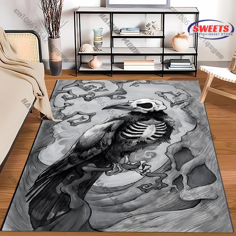 3D Skeleton Crew Printed Carpet Bedroom Living Room Sofa Study Large Area Non Slip Rug Gift Floor Mat for Son Husband Multi Size