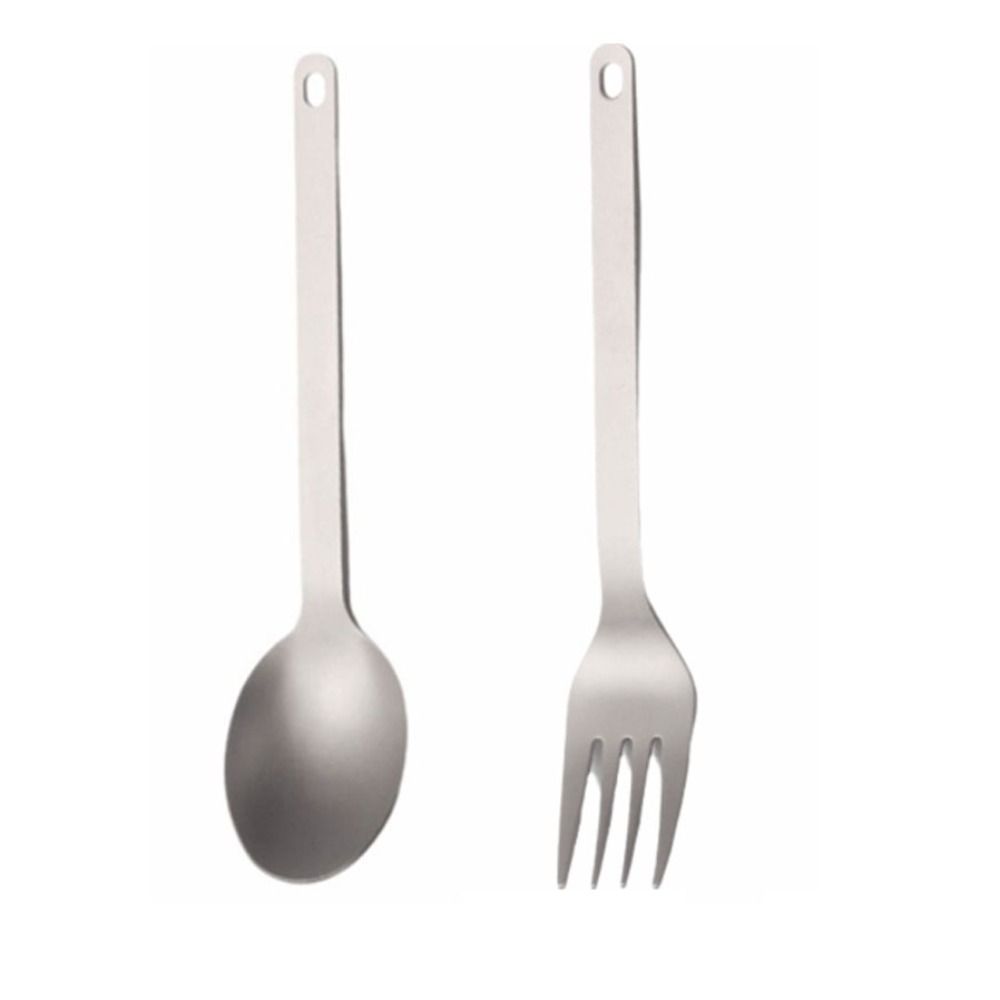 2 Pcs/Set Reusable Titanium Tableware Portable Flatware Set Durable Utensils  Outdoor Camping