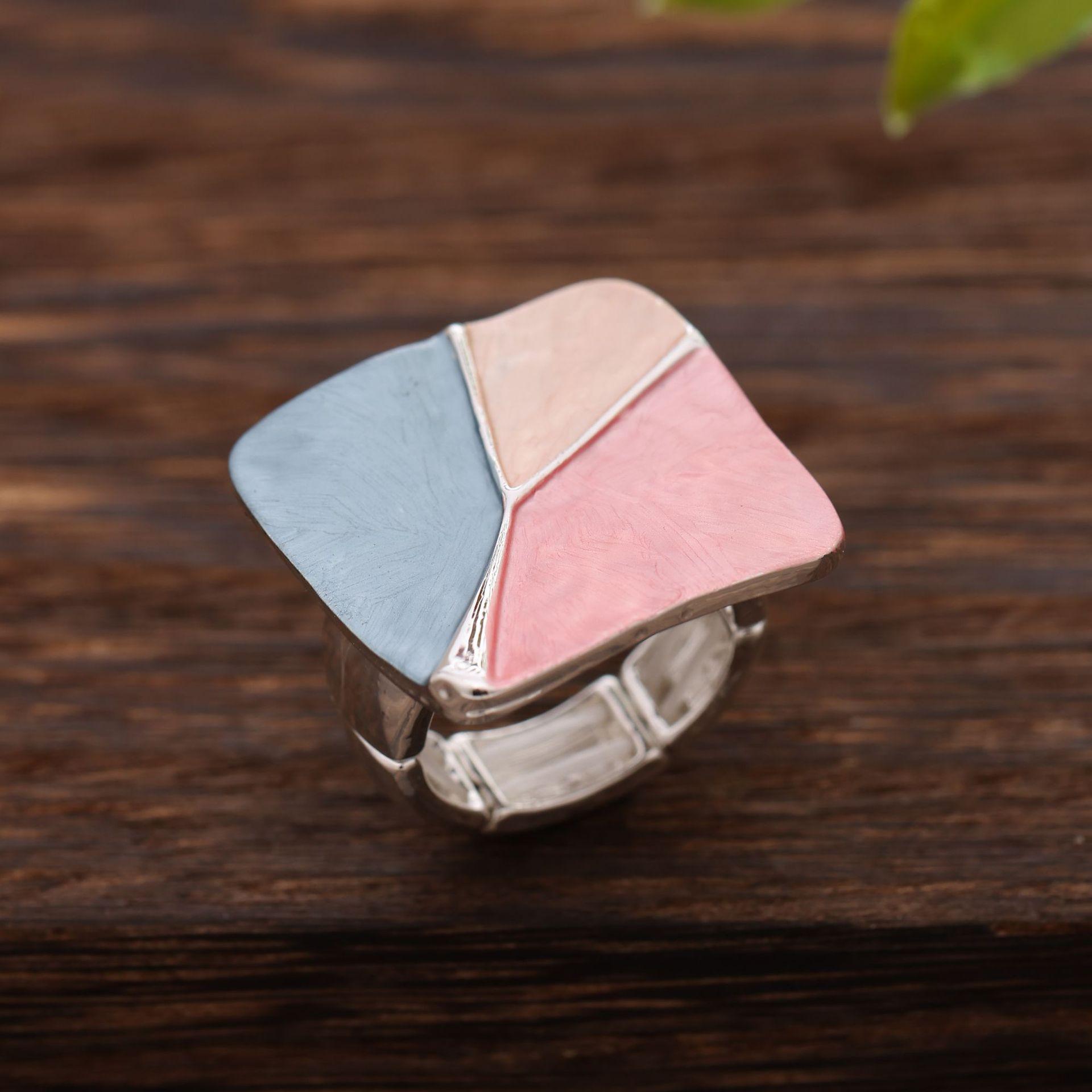 

Enamel square geometric elastic ring, women s fashion high-end square ring