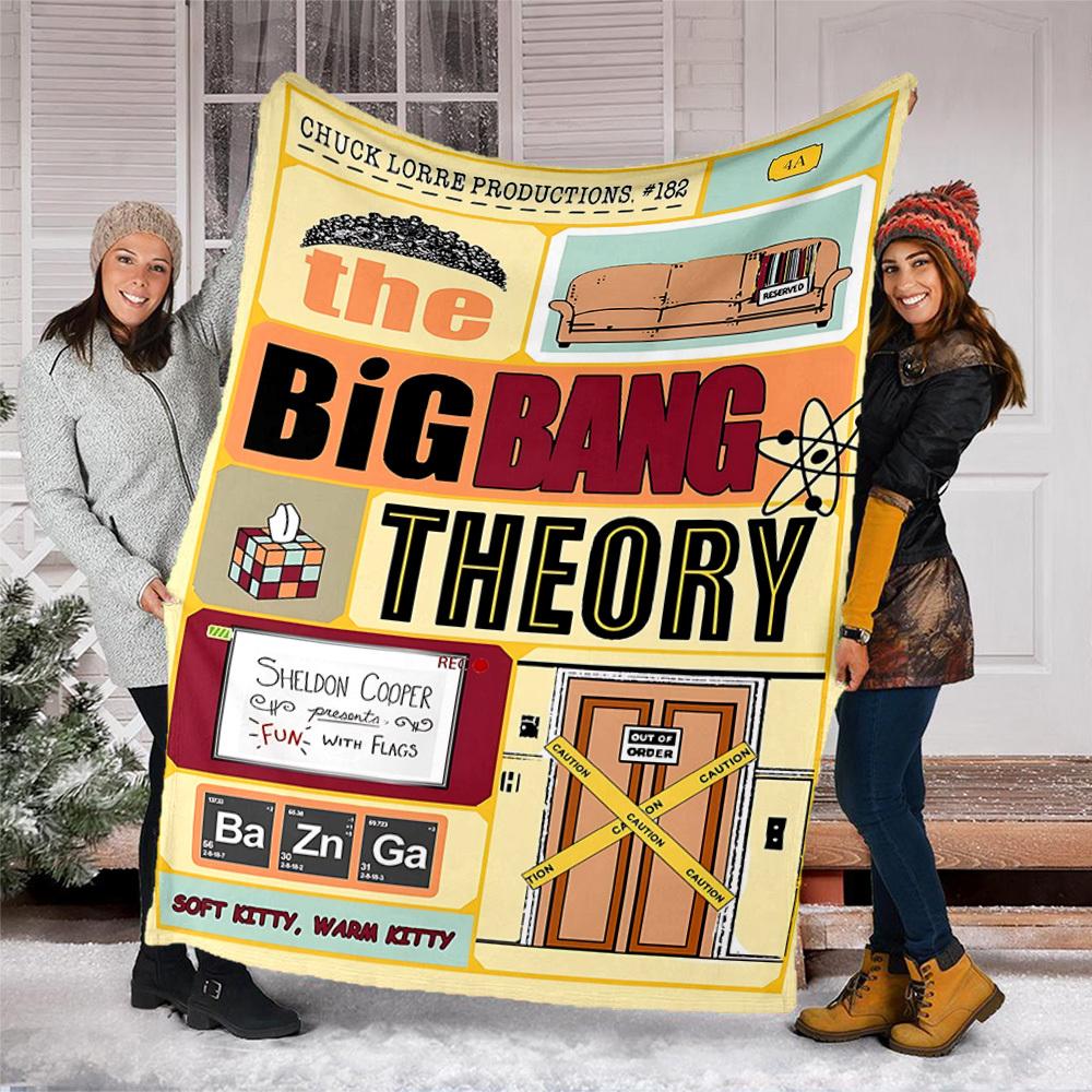 1 Stück The Big Bang Theory Outdoor Flanelldecke, Leicht Warm Gemütlich für Reisen Camping Büro Weiches Polyestergewebe