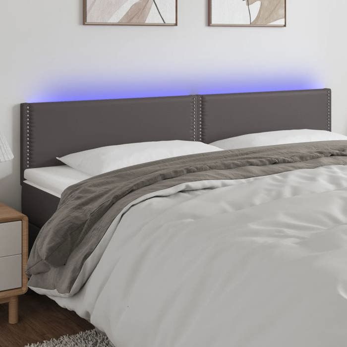 VidaXL Tête de Lit à LED Meuble de Chambre à Coucher Accessoire de Lit Double Tête de Cadre de Lit Intérieur Gris 3121578
