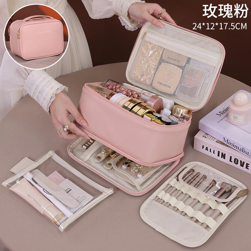 

Дорожная большая двойная косметичка женская раздельная портативная косметичка большой емкости сумка для хранения с разделителями для мытья посуды