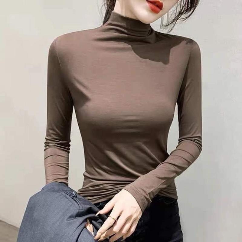 Long Sleeve T Shirt Thermal Women Cotton Elastic Basic Casual Velvet Tops Women Basic T-shirt Casual Tops Women