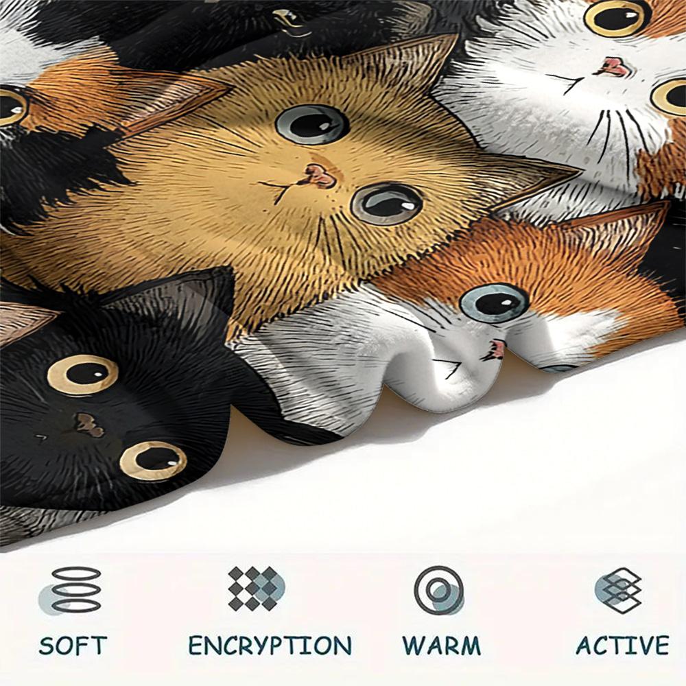 Kitty Print Flannel Blanket, High Quality Comfortable for All Seasons, Home Decor, Warmth and Comfort, Perfect for Christmas Gifts