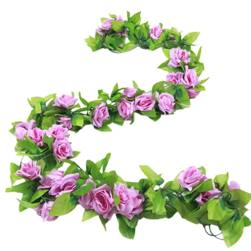 

2.3M Red Rose Artificial Silk Flower Garland Wedding Decor Fake Flowers For Home Room Decoration Autumn Fake Vine Plant Rat J0B1