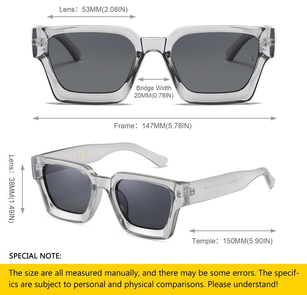 Retro Grube Prostokątne Okulary Przeciwsłoneczne dla Kobiet i Wąskie Kwadratowe Modne Okulary Męskie w Stylu lat 90. [SHEEN KELLY], Oprawka,