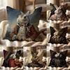R-Retro Rabbit Portrait ARTWORK Cushion Cover Multi-Scene Pillow Cover for Home & Car - Reversible, Soft & Durable for Daily Use