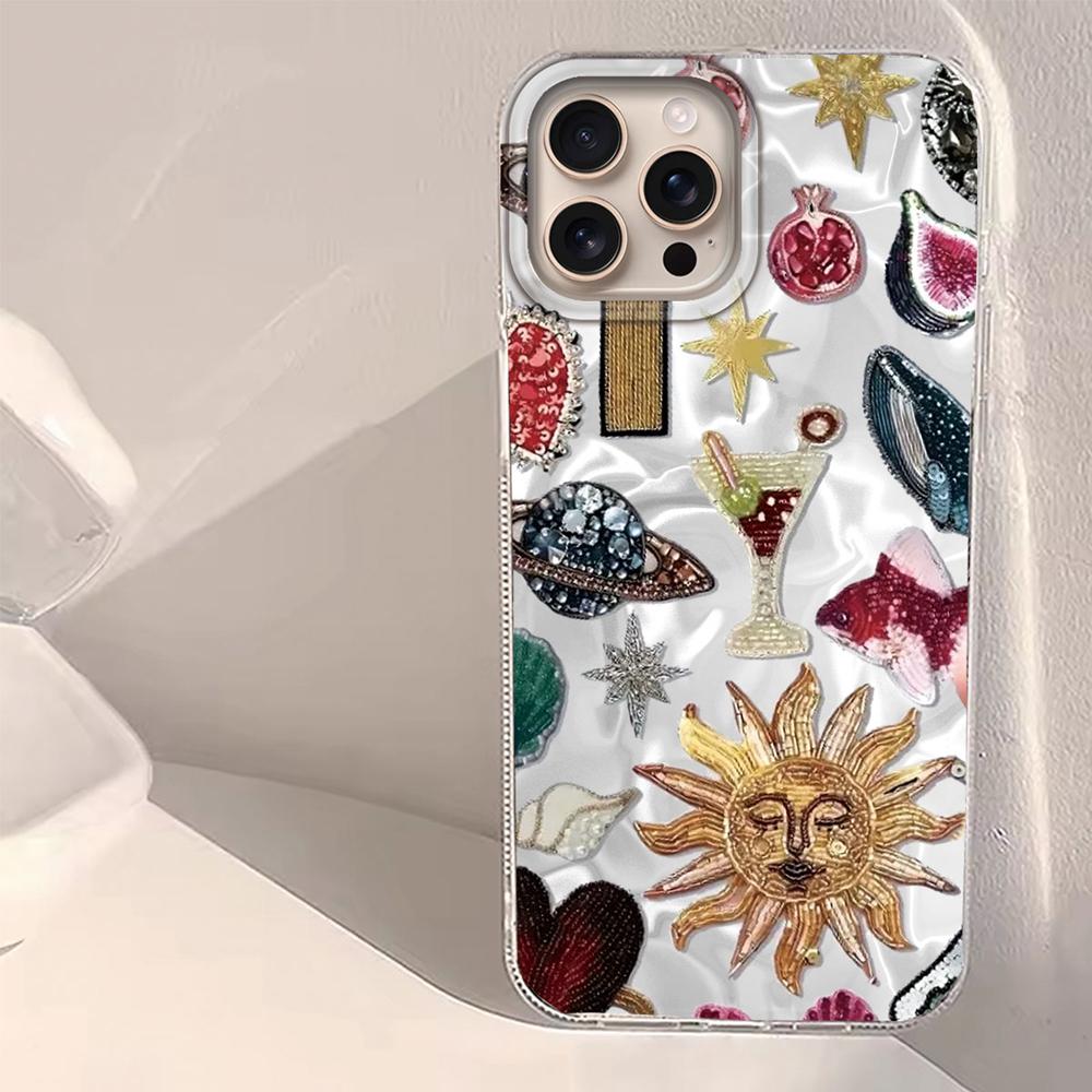 Summer Fruit Sun Face Water Texture Girl Phone Case for Iphone 16 15 14 7 8 Plus 13 11 12 Pro Max X XS XR SE 2022 2020 16e Cover
