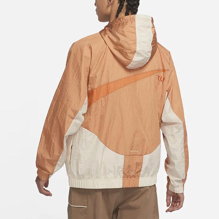 Nike Sportswear Swoosh Color-Block Logo Hooded Woven Jacket Men Outerwear Orange DD5968-212