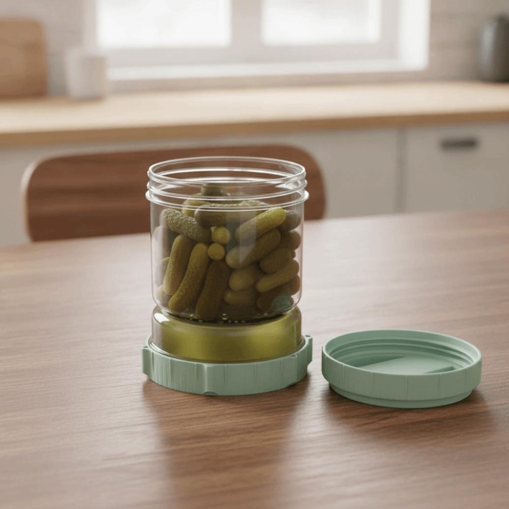 Strainer Mesh Hourglass Shape Pickle Jar with Fork Kimchi Making Jar Kitchen