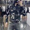 Spring Autumn KPOP Fashion Style Harajuku Slim Fit Tops Loose Casual All Match Shirt Korean Style Pointed Collar Printed Blusa