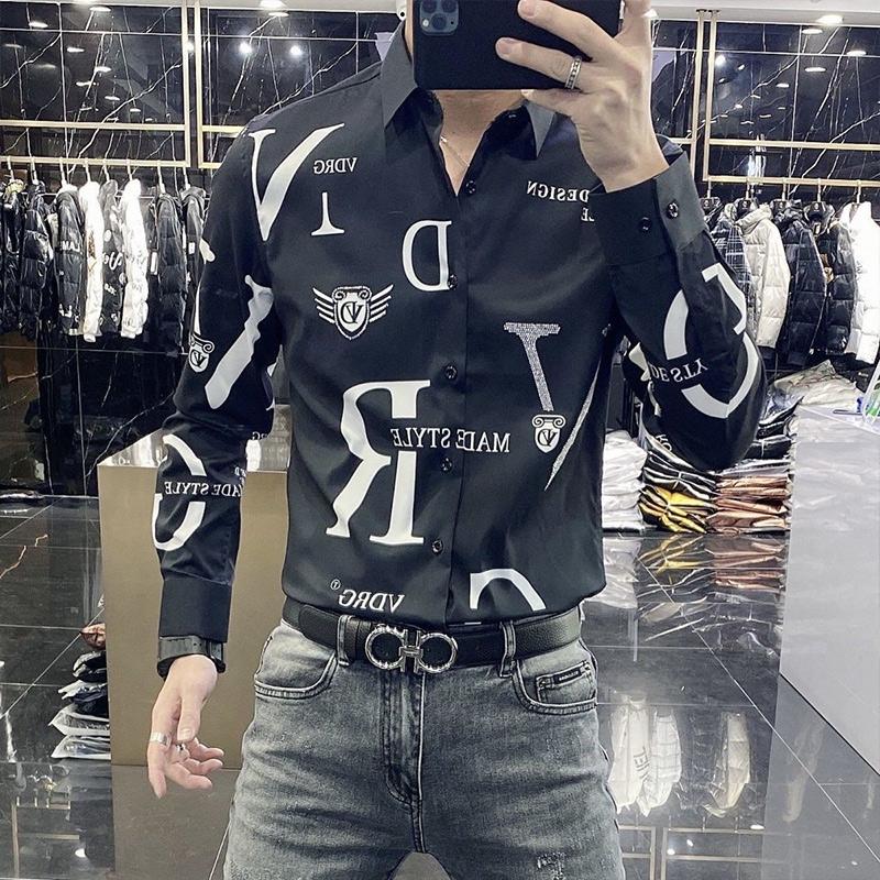 Spring Autumn KPOP Fashion Style Harajuku Slim Fit Tops Loose Casual All Match Shirt Korean Style Pointed Collar Printed Blusa