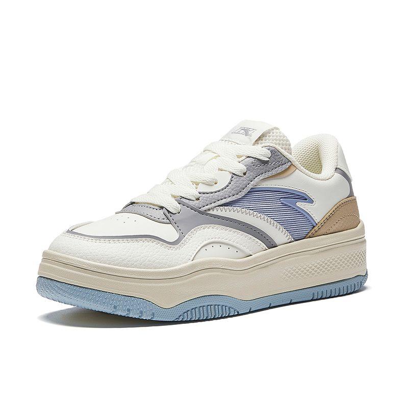 Anta Streetwear Collection Slip Resistant Abrasion Resistant Low Top Skateboard Shoes Women's White Gray Blue 922448077-3