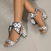 Summer New One-word Strap Stiletto Sandals European and American Fashion Large Size Polka Dot Lace-up Sexy High Heels Women
