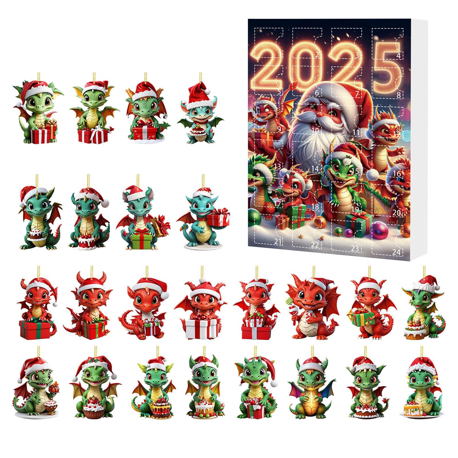 

2D Рождественский Адвент-календарь Обратного Отсчета Коробка-сюрприз Дракон Малыш Украшение на Рождественскую Елку One Size