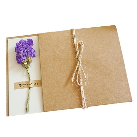1 Set Birthday Card Eye-catching with Artificial Flower Kraft Paper Baby Bridal Shower Thank-You Card for Children