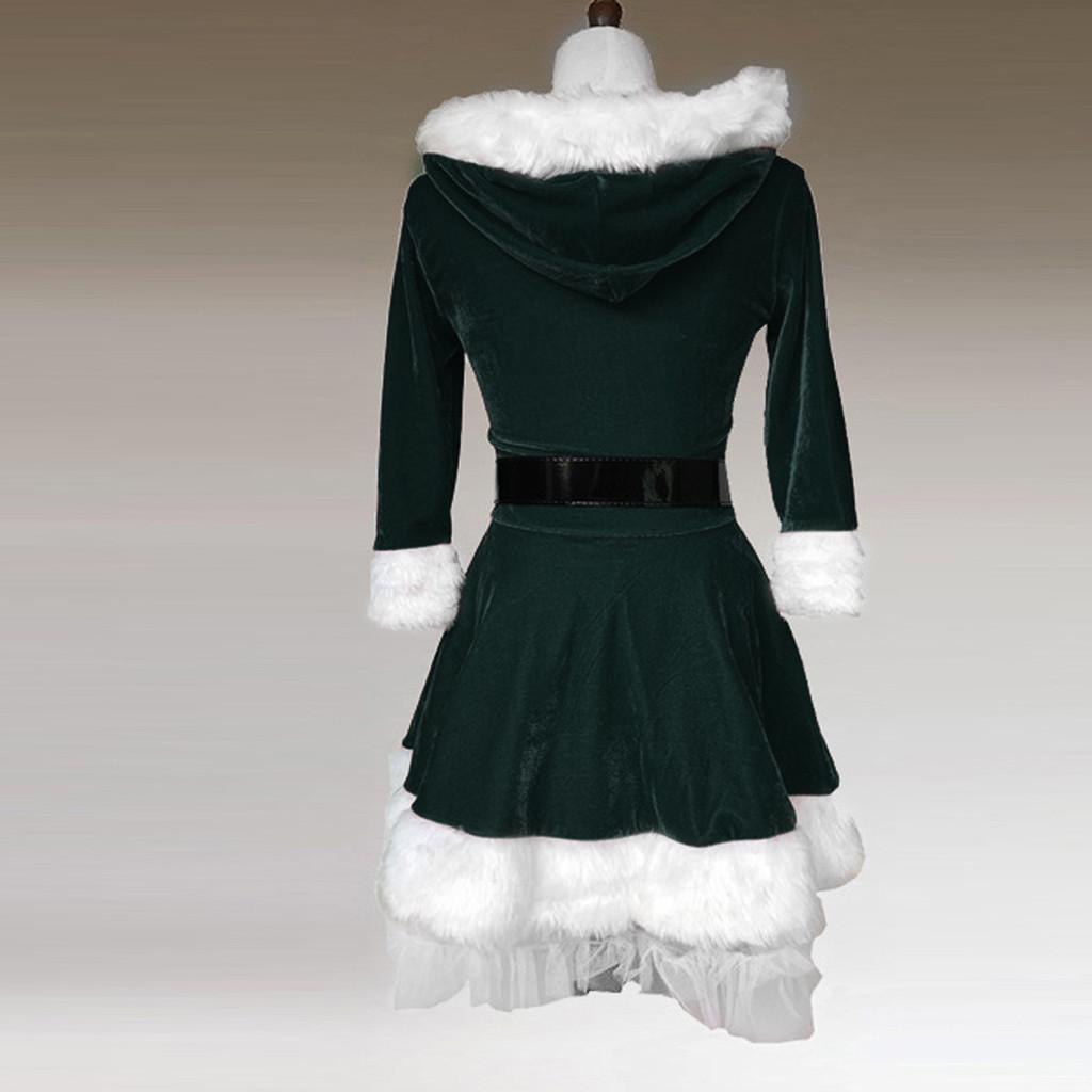 Women's Ball Party Dress Long Sleeves Skirt Solid Christmas Costumes