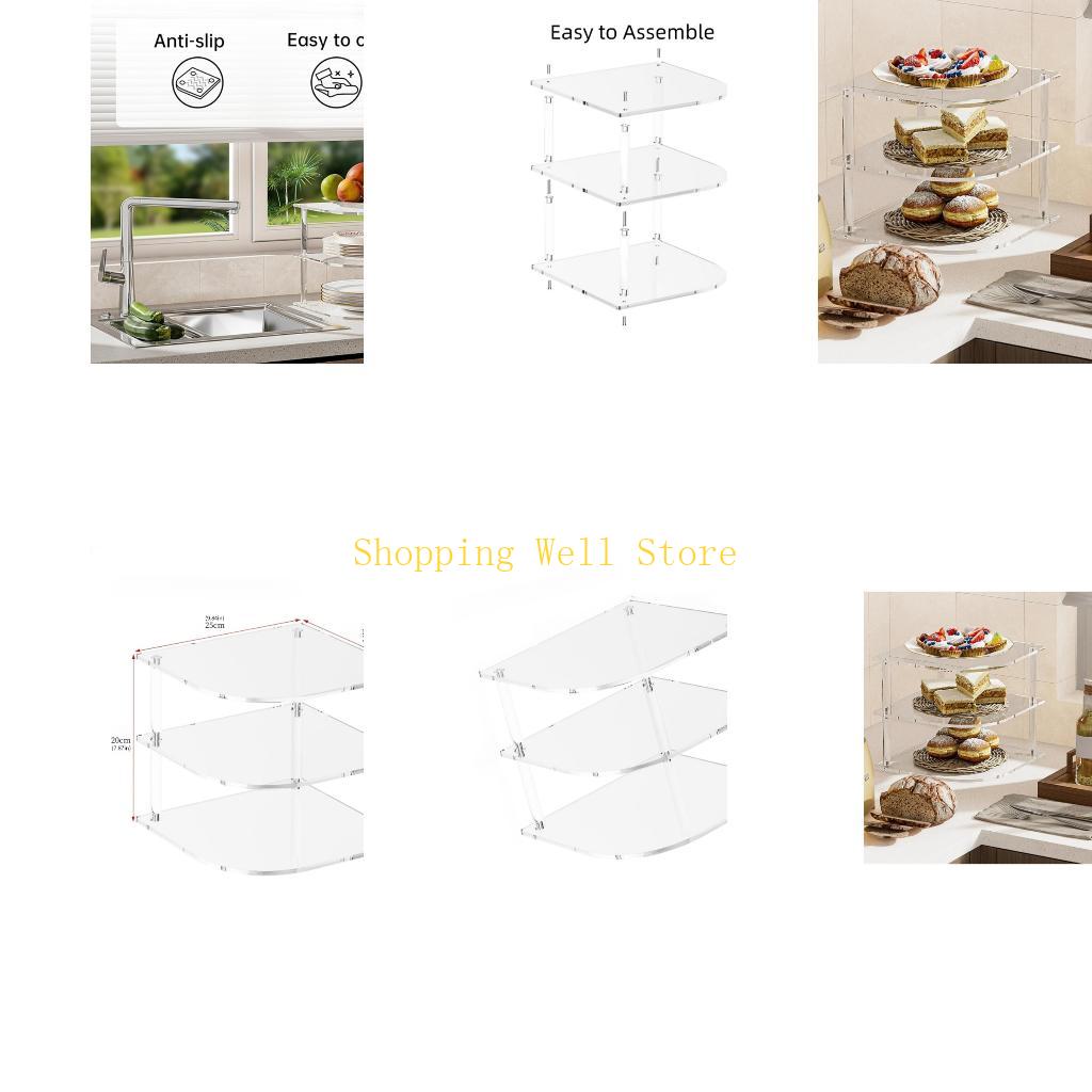 KX4B 3-уровневая акриловая тарелка-подставка Экономия места Угловая полка для кухонного шкафа China Mainland