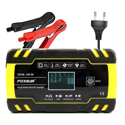 Nabíječka autobaterií 12V/24V 6-150Ah Motocyklová pulsní nabíječka baterií AGM Automatic - Evropa Plug/US Plug/UK Plug