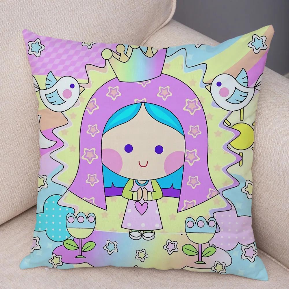Jungfrau Maria Kunst Kissenbezug Dekoration Kawaii Cartoon Kinder Sofakissenbezug Zuhause Auto