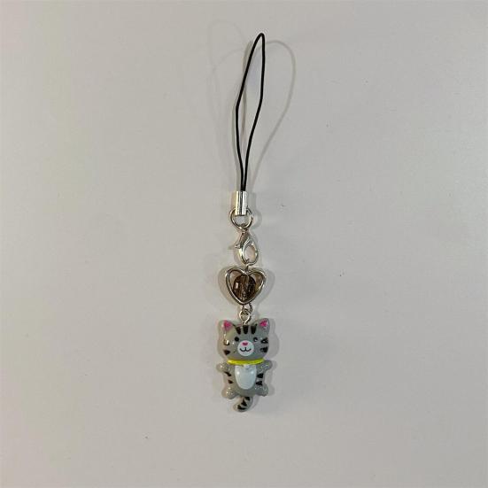 1/6Pcs Keychain Heart Cat Styling Design Keyring Phone Decoration Kitty Phone Charm Multifunctional Charm Key Holder