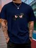 Male Cotton Short Sleeve T Shirt Monster Red Eyes Claw Pattern Loose Crew Neck Cool Casual Summer Tees For Young Adult Unisex