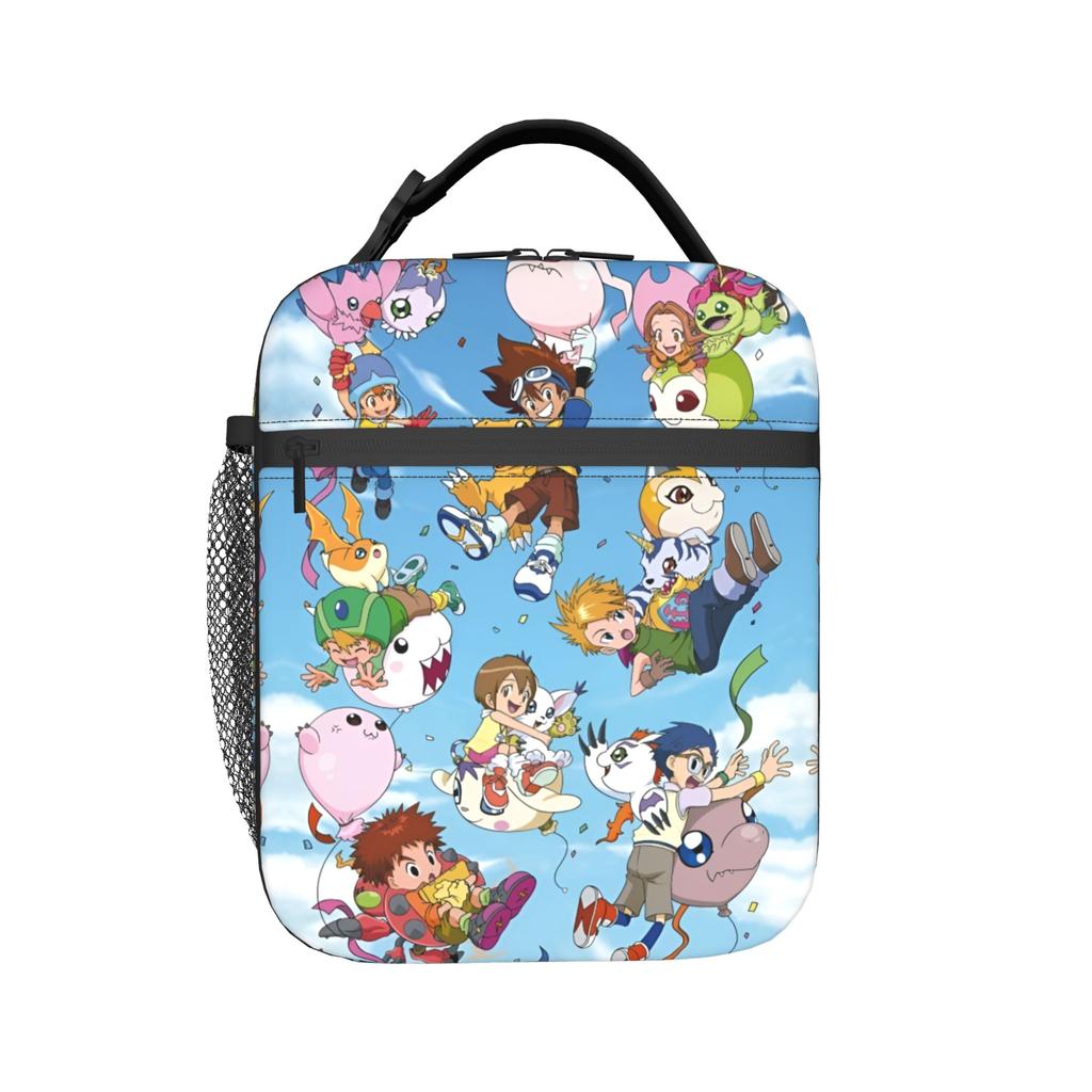 Custom D-Digimons Insulated Lunch Bag for Women Men Resuable Cartoon Thermal Cooler Lunch Box Office Work School