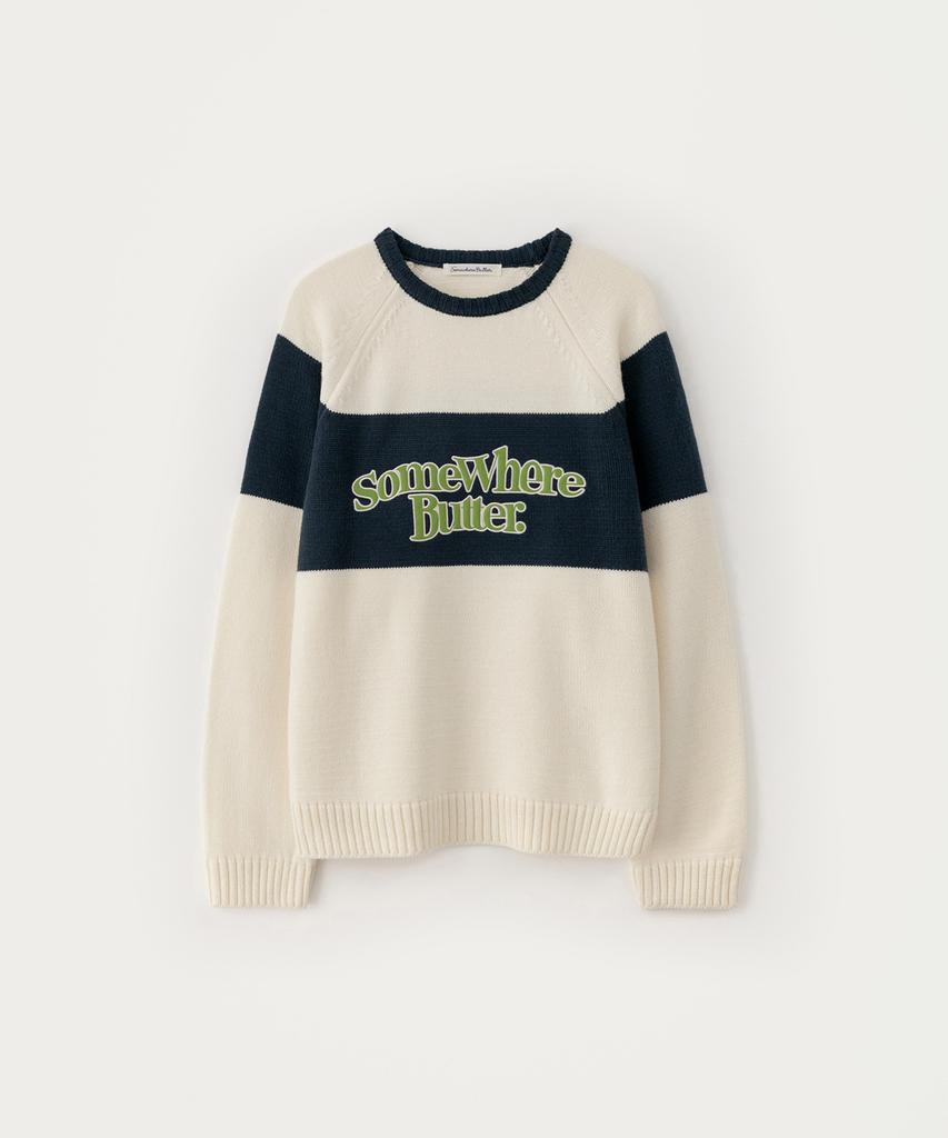 Sseomweeobeoteo Casual Wave Logo Knit - Ivory