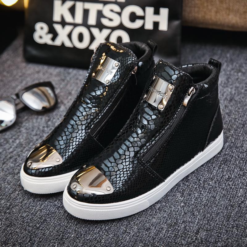 Black Leather Designer Sneakers Men Superstar Shoes Casual High Top Trainer Mens Vulcanized Sneakers Zip Street Hip Hop Shoes