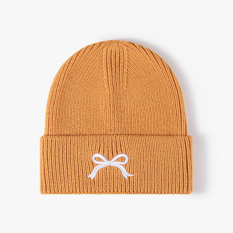 Winter Knitted Beanie Hat For Women Bow Embroidery Beanies Cap Fashion Ski Warm Korean Style Skullies Caps Hip Hip Casual Y2K Pullover Cap