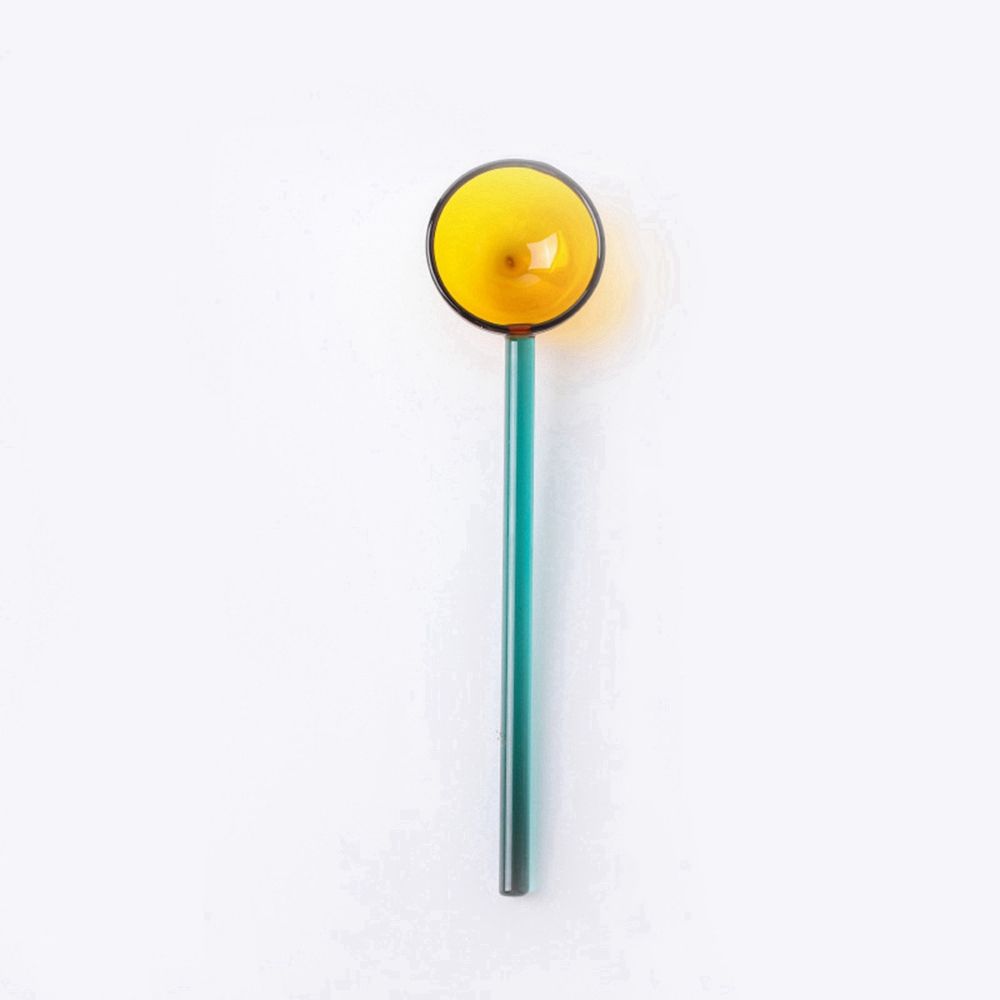 Glass Milk Spoon Colored Transparent Coffee Dessert Stirring Spoon Long Handle Round Kitchen Tableware Stirrer Rod