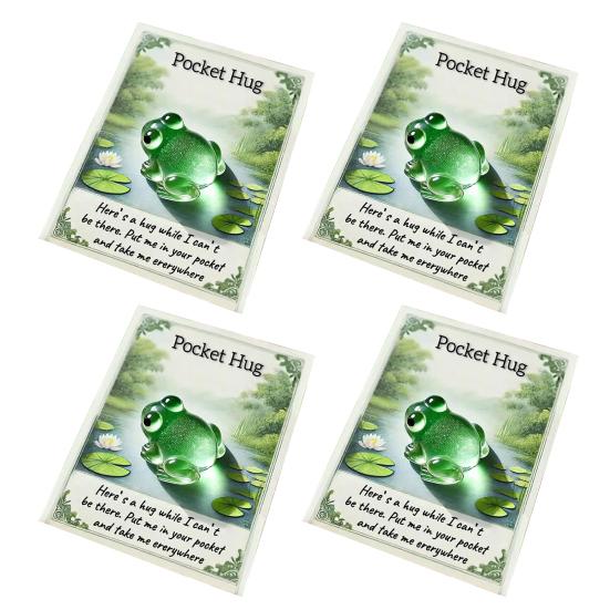 4/5Pcs Pocket Hug Animal with Positive Card Emotional Support Resin Animal Token Mini Turtle Penguin Frog Bear Elephant Statue Figurine Inspirational
