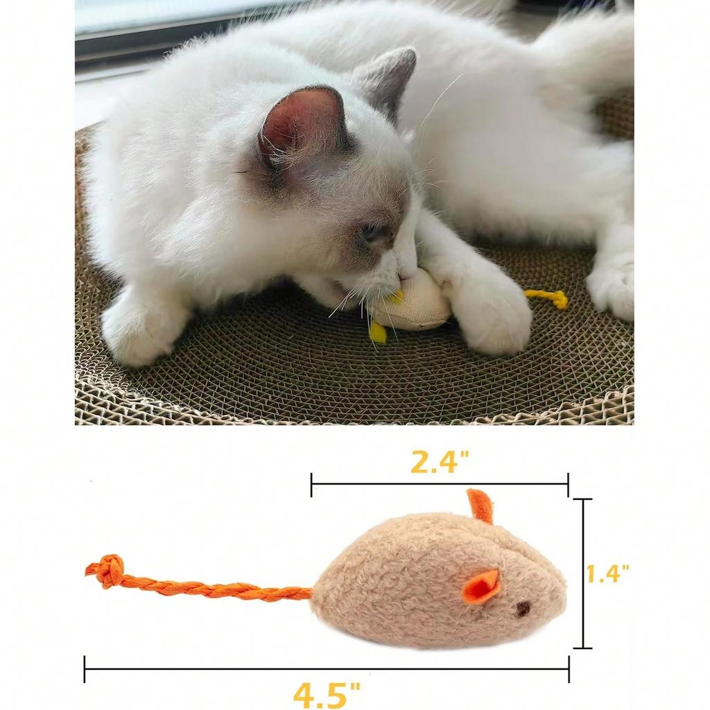 Set Rattle Cat Mouse Toy Imitation Fur Cat Mouse Toy Interactive Cat Game Toy Indoor Cat Toy