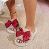Fashion 2025 NEW Fashionable and Beautiful Warm Plush Slippers Knot Thick Bottom Outdoor Wear Anti Slip Ladies Slippers Soft Shoes