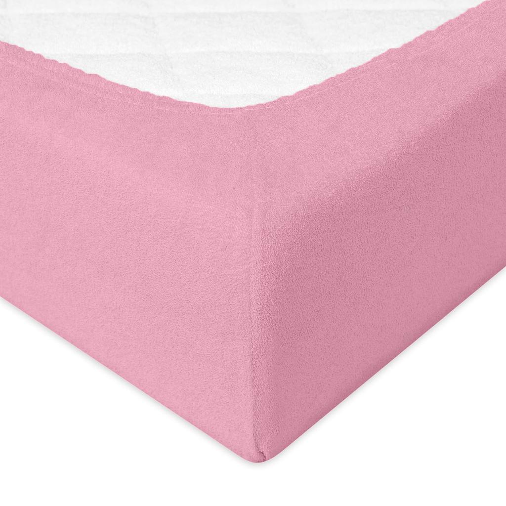 Prześcieradło frotte z gumą premium 60x120x10 różowe