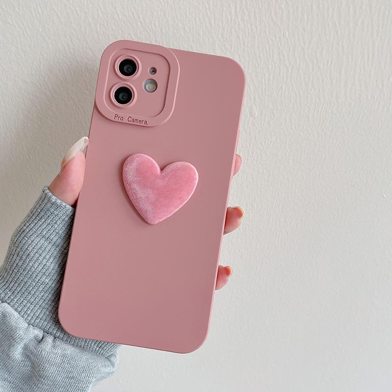 Applicable To IPhone15 Mobile Phone Case Fashion 13 Love Matte 14 Promax Apple 16 Protective Case Solid Color