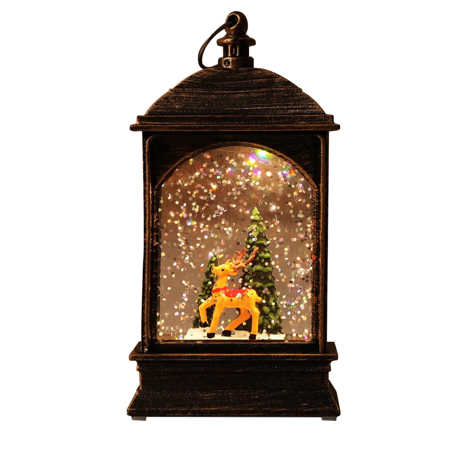 

50ml Christmas Night Light Interior Old Man Snowman Deer Decoration Portable Snow Wind Lamp Desktop Ornaments Christmas Gift One Size