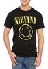 Nirvana Kurt Cobain SMILEY FACE Black 100% Cotton T-shirt Mens Tees Top NWT Authentic & Licensed