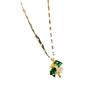 Light Luxury Full Diamond Micro-Inlaid Zircon Emerald Four-Broken Flower Necklace Copper Electroplated Real Gold Pendant