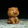 Burl Wood Carving: Fierce Tiger Ornament - Solid Wood Animal Figurine for Home or Car Decor