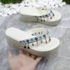 Fashion 2025 Fashion Ethnic House Slippers Platform Rubber Flip Flops On A Wedge High-Heeled Shoes Lady Luxury Slides Hawaiian Designer