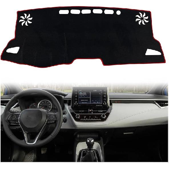 Dash Mat Cover for Corolla Sedan   Interior Center Console Dashboard Accessories Compatible with Toyota Corolla Sedan L LE SE XLE XSE     (Black Rim)